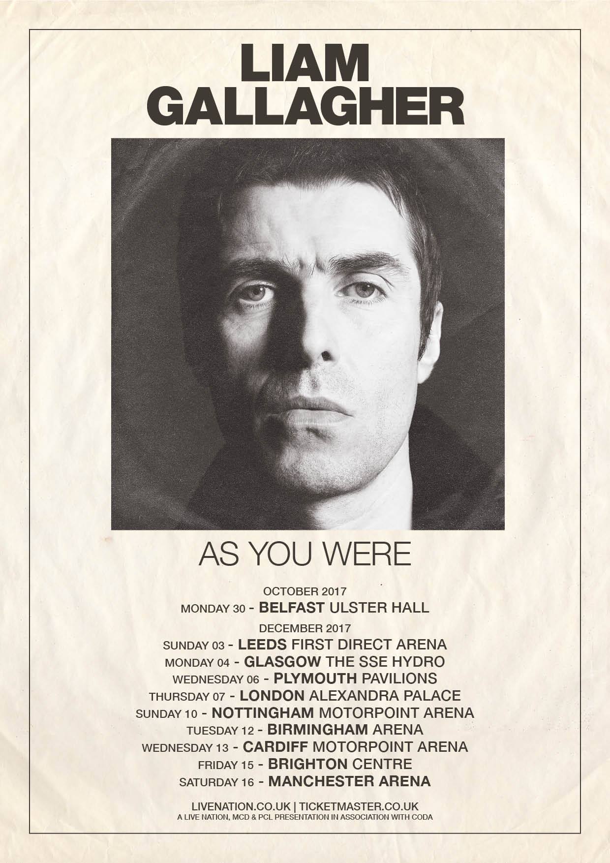Liam Gallagher 2017 UK Tour